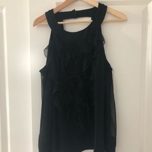 ECI sleeveless top with ruffled front